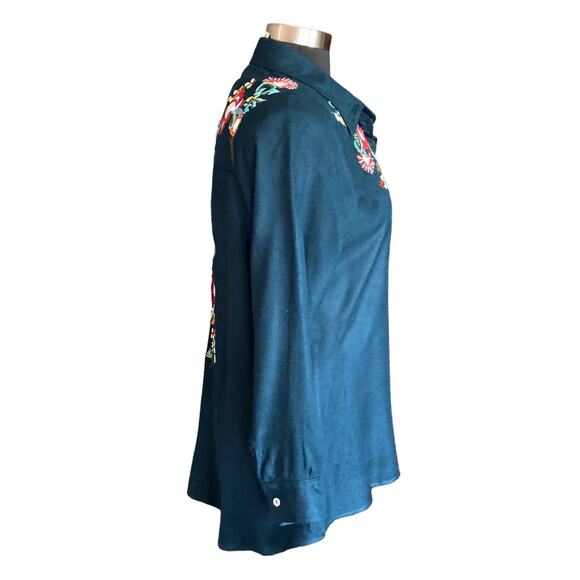 A&A Clothing Inc Button Down Shirt Heavily Embroidered Boho Contemporary SMALL - Picture 4 of 9